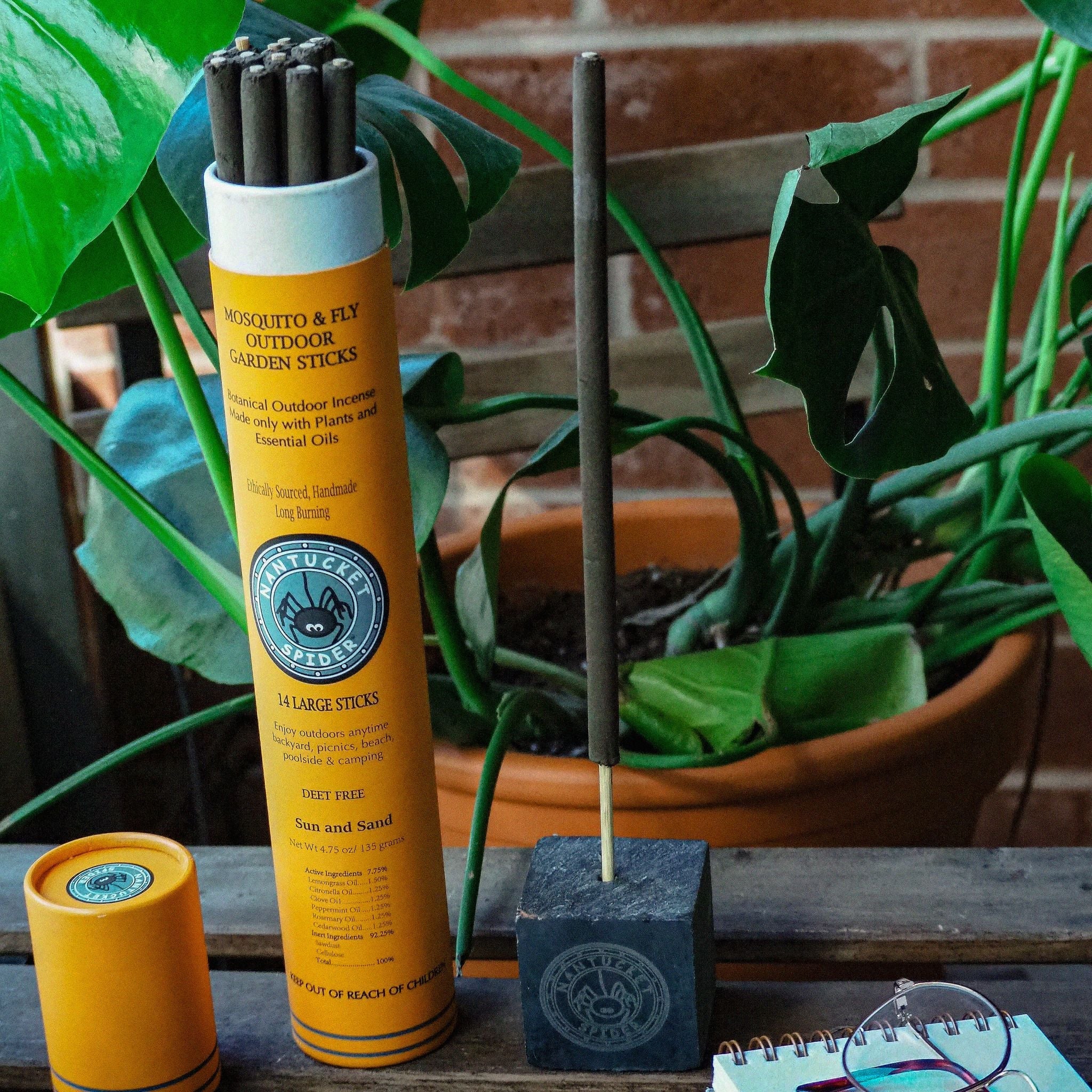 Bundle & Save 15%: Incense Holder + Mosquito & Fly Repelling Outdoor Garden Incense Sticks
